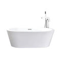 Lure White Freestanding Acrylic Flatbottom Soaking Bathtub With Chrome Hardware And Mare Tub Filler