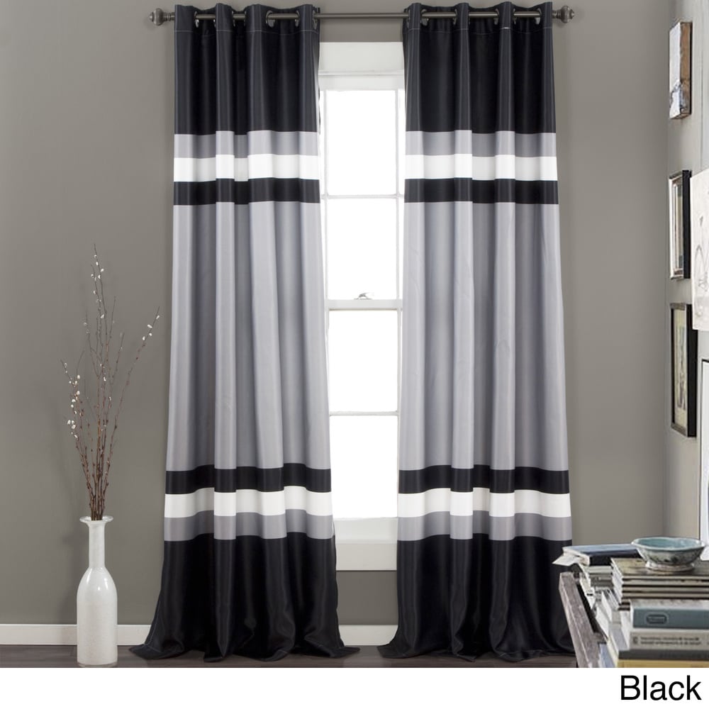 Lush Decor Alexander Stripe Room Darkening Curtain Panel Pair 52 W X 84 L