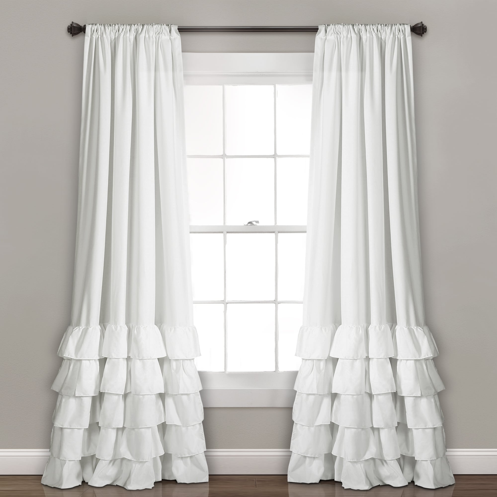 Lush Decor Allison Ruffle Window Curtain Panel Pair 40 W X 84 L