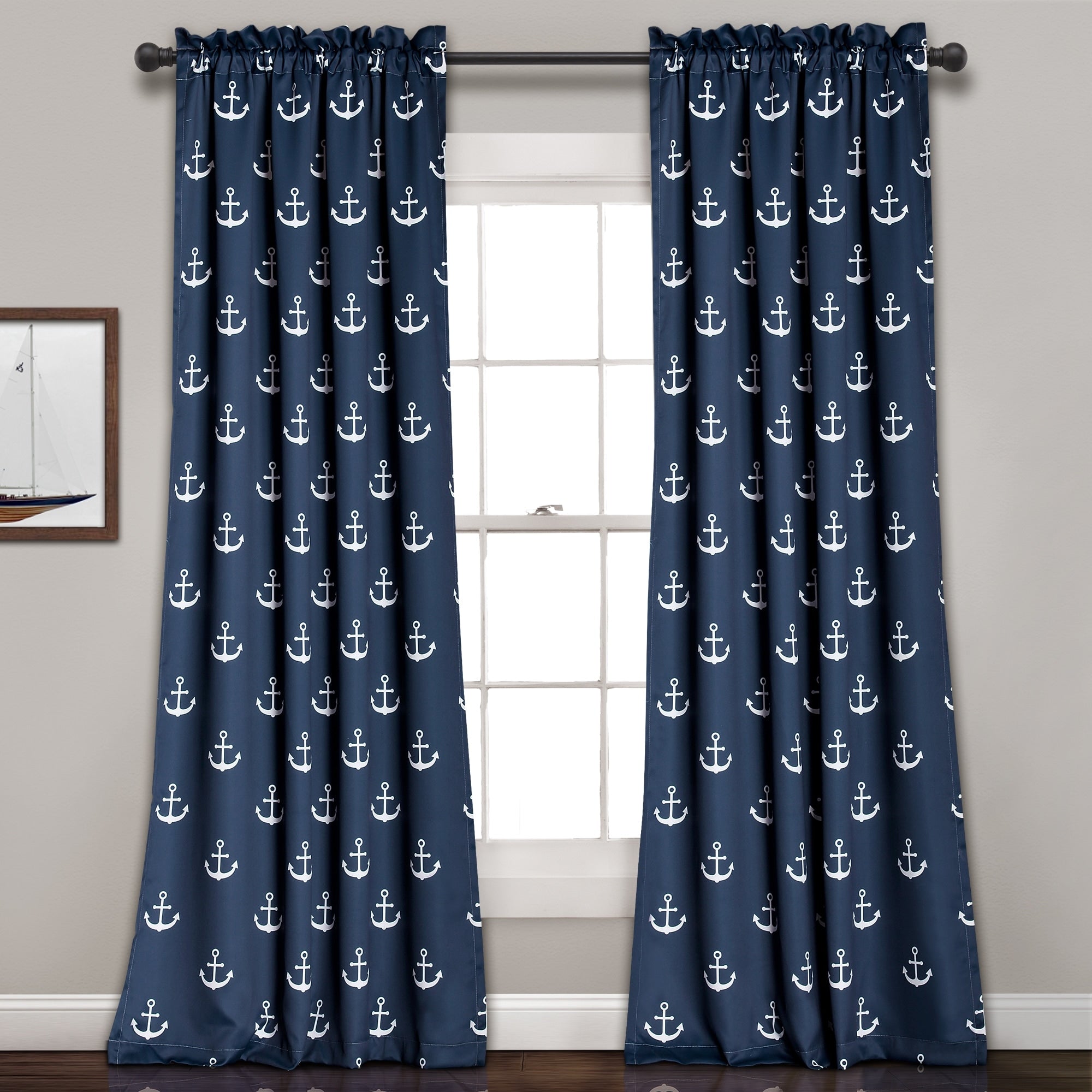Lush Decor Anchor Room Darkening Window Panel Curtain Pair