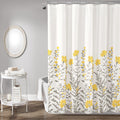 Porch Den Maidenfern Grey Yellow Flower Shower Curtain