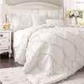 Lush Decor Avon Ruffled White 3 Piece Comforter Set