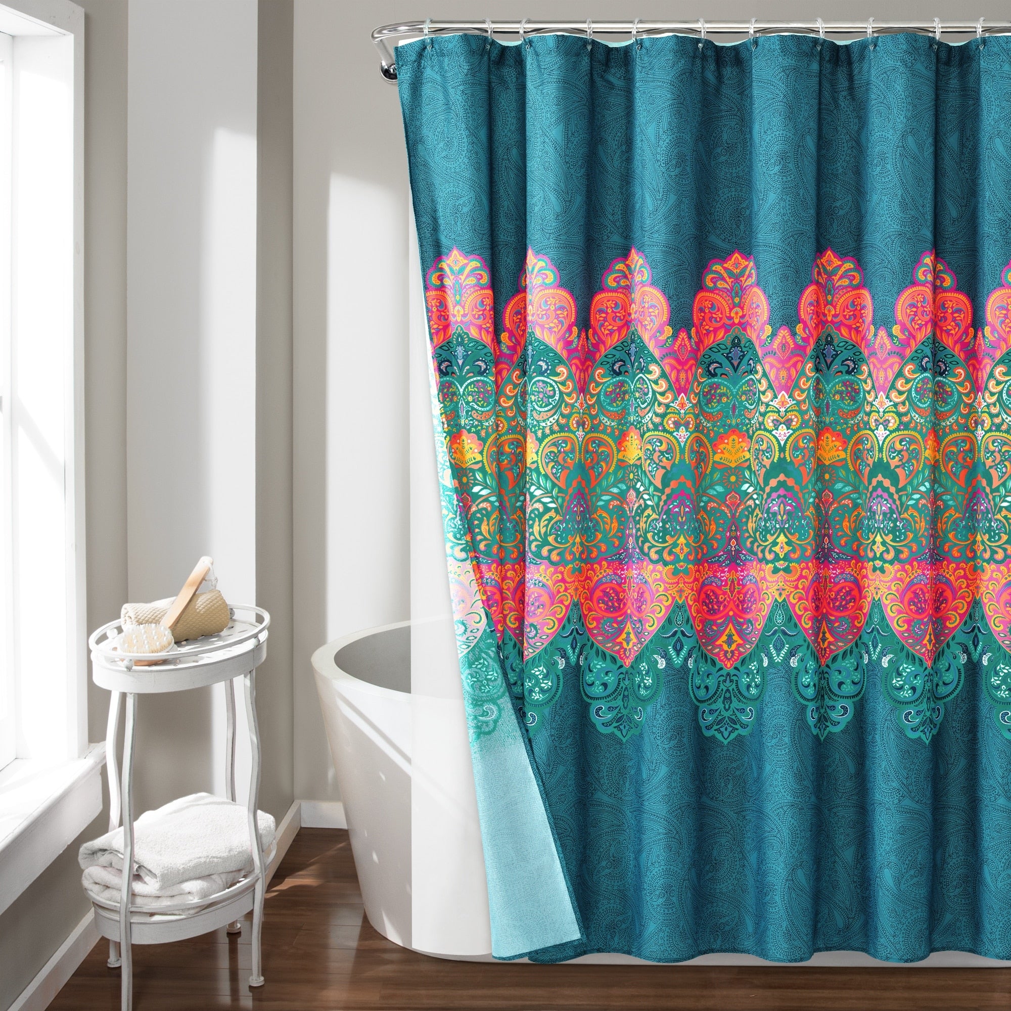 Lush Decor Boho Chic Shower Curtain With Peva Lining And Rings Set