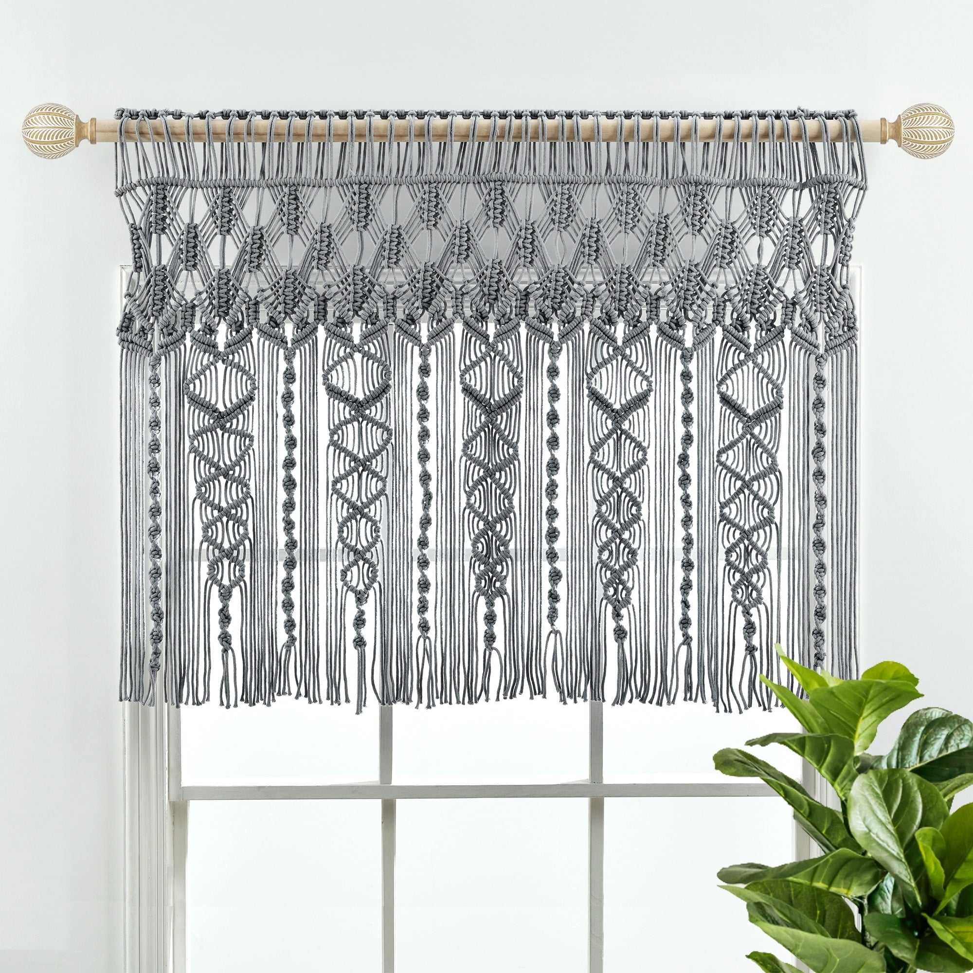 Lush Decor Boho Macrame Textured Cotton Valance Kitchen Curtain Wall Decor 30 X 40