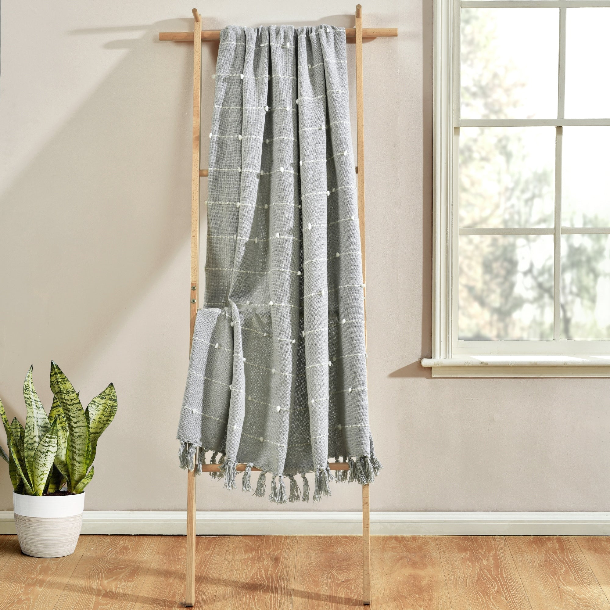 Lush Decor Boho Tufted Cotton Woven Tassel Fringe Throw Blanket