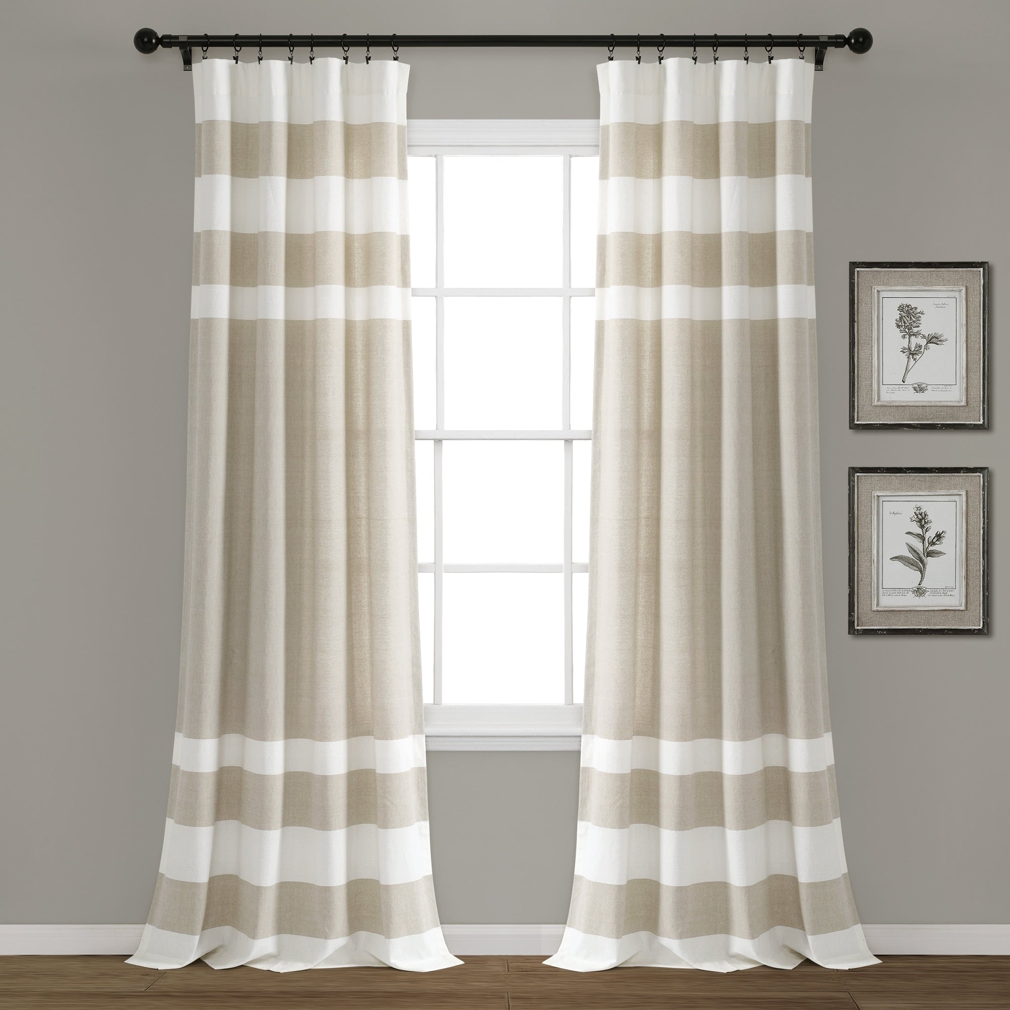 Porch Den Marty Striped Yarn Dyed Cotton Window Curtain Panel Pair