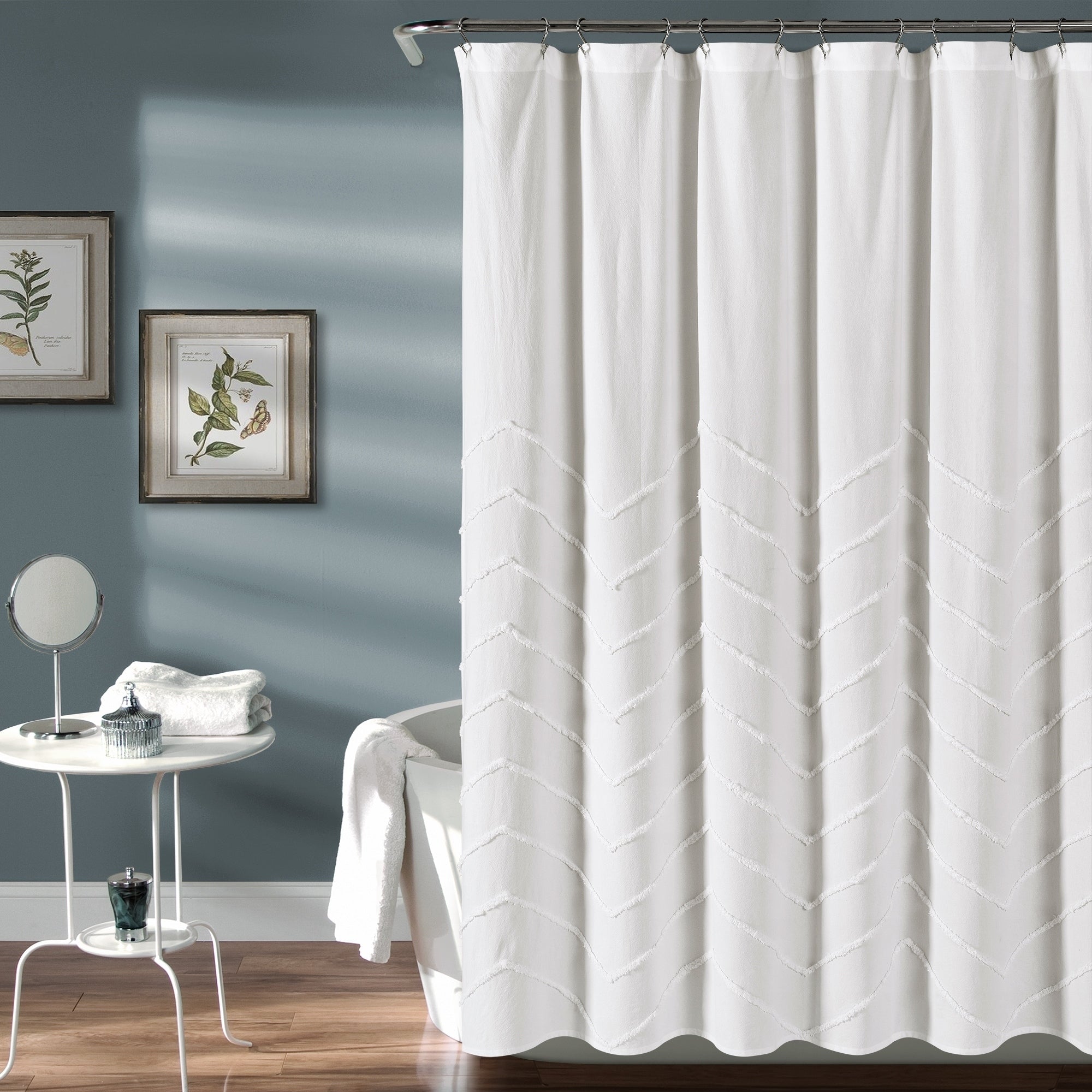 Lush Decor Chenille Chevron Shower Curtain
