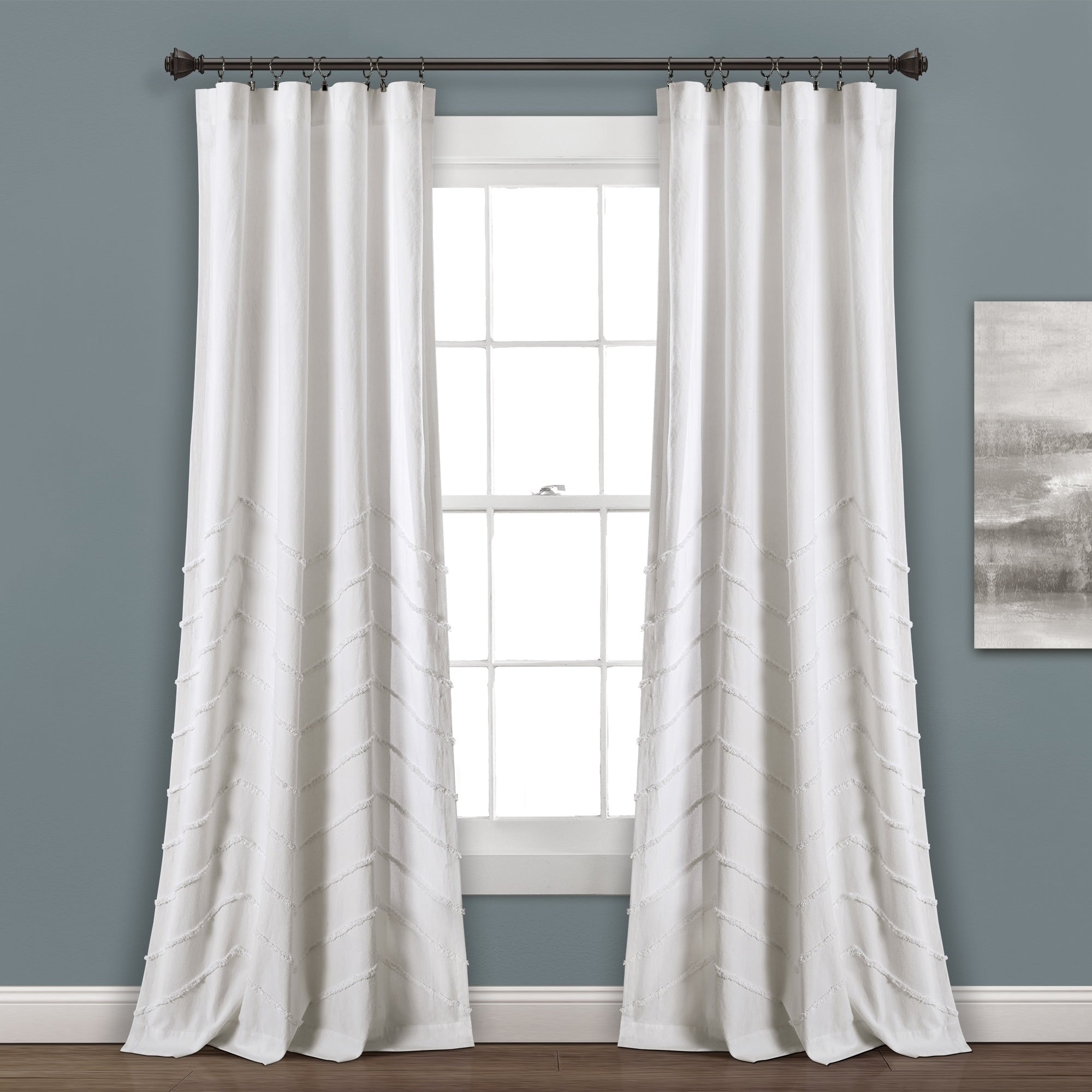 Lush Decor Chenille Chevron Window Curtain Panel Pair