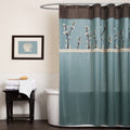 Copper Grove Wakulla Flower Blue Brown Shower Curtain