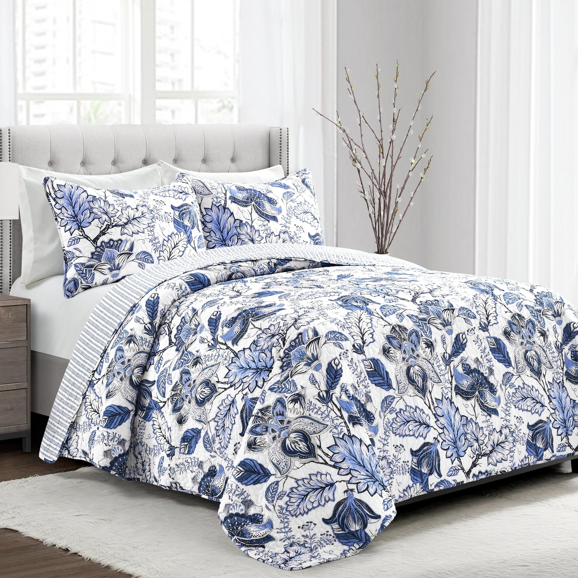 Lush Decor Cynthia Jacobean Cotton 3 Piece Quilt Set