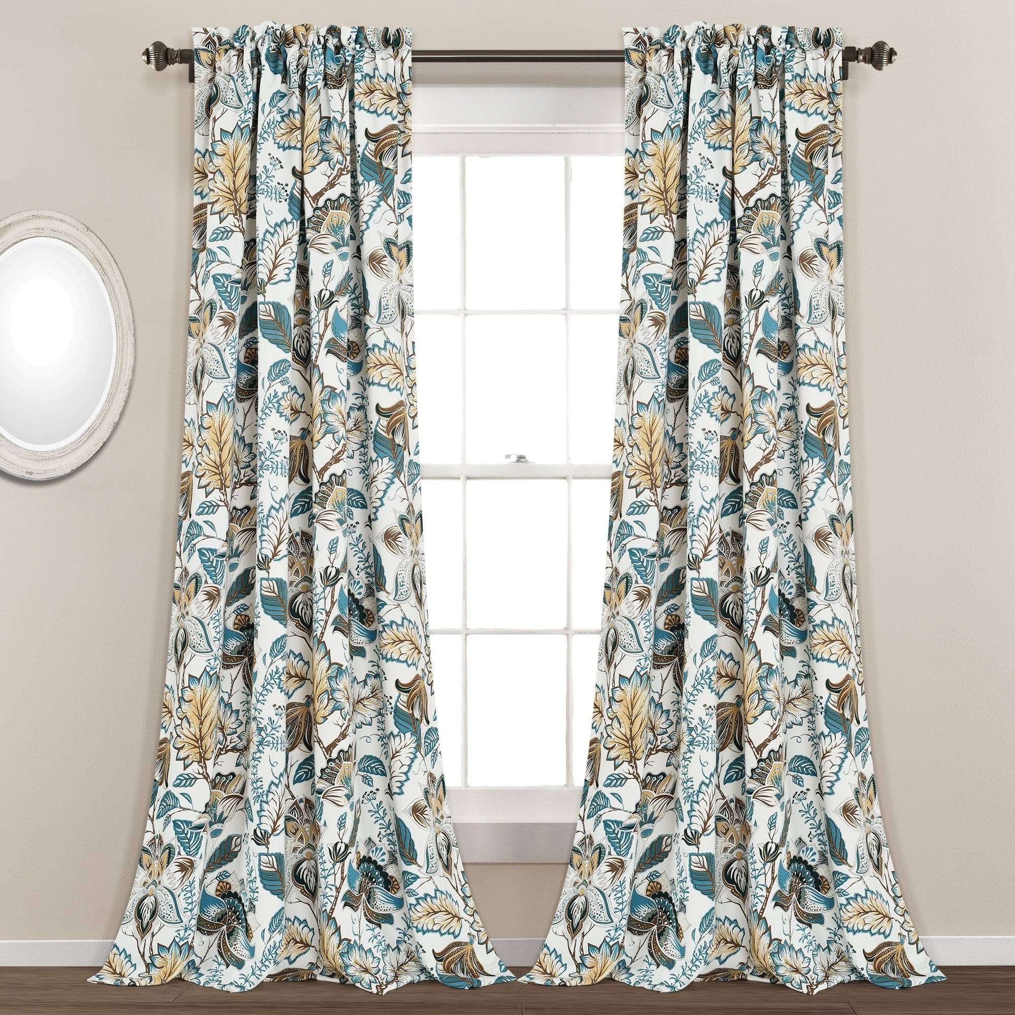 Lush Decor Cynthia Jacobean Room Darkening Curtain Panel Pair