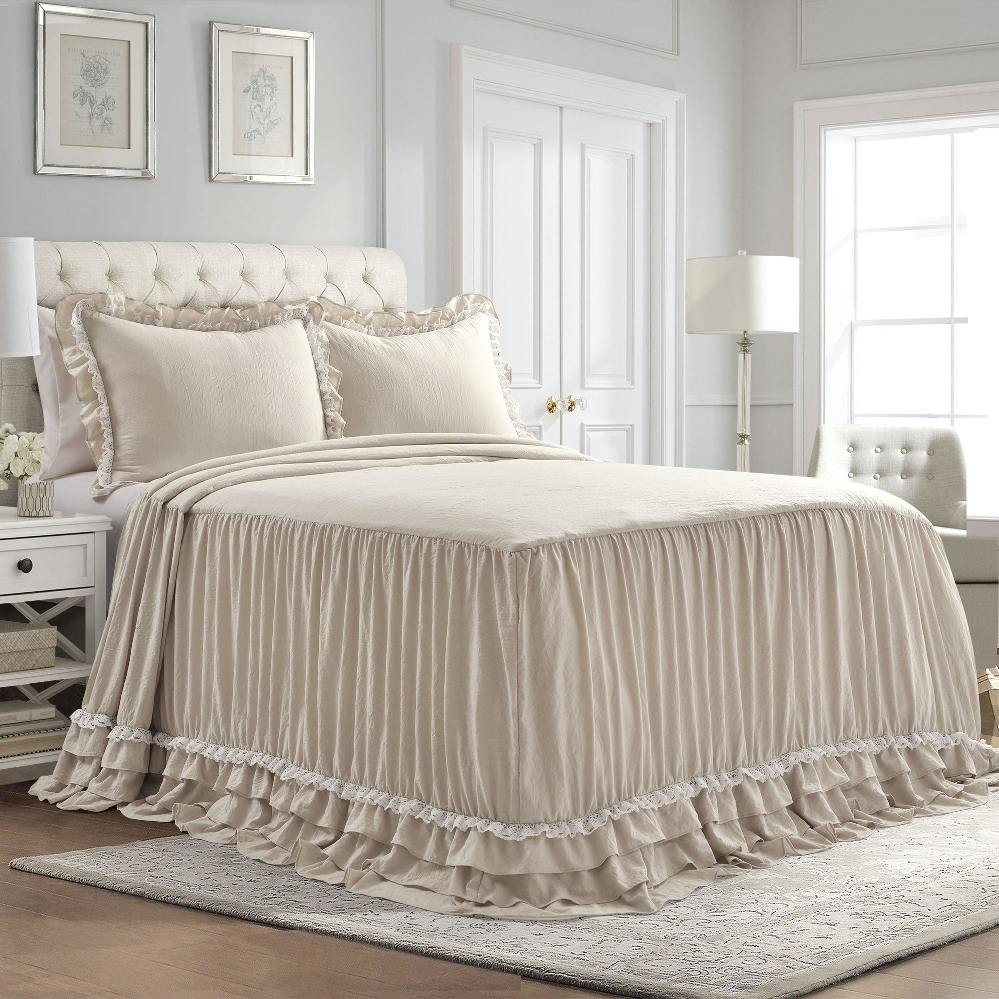 Lush Decor Ella Shabby Chic Ruffle Lace Bedspread Set