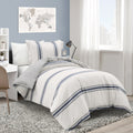 Lush Decor Farmhouse Stripe 3 Piece Duvet Cover Set