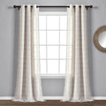 Lush Decor Farmhouse Textured Grommet Sheer Window Curtain Panel Pair 84 X 38