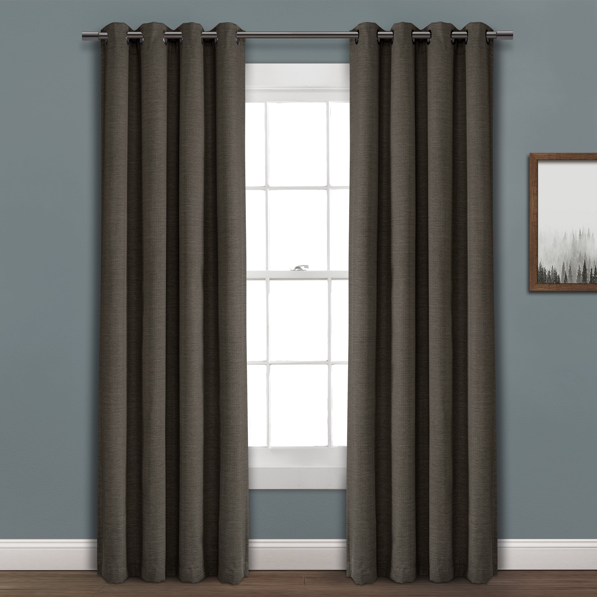 Lush Decor Faux Linen Absolute Grommet Blackout Grommet Single Window Curtain Panel