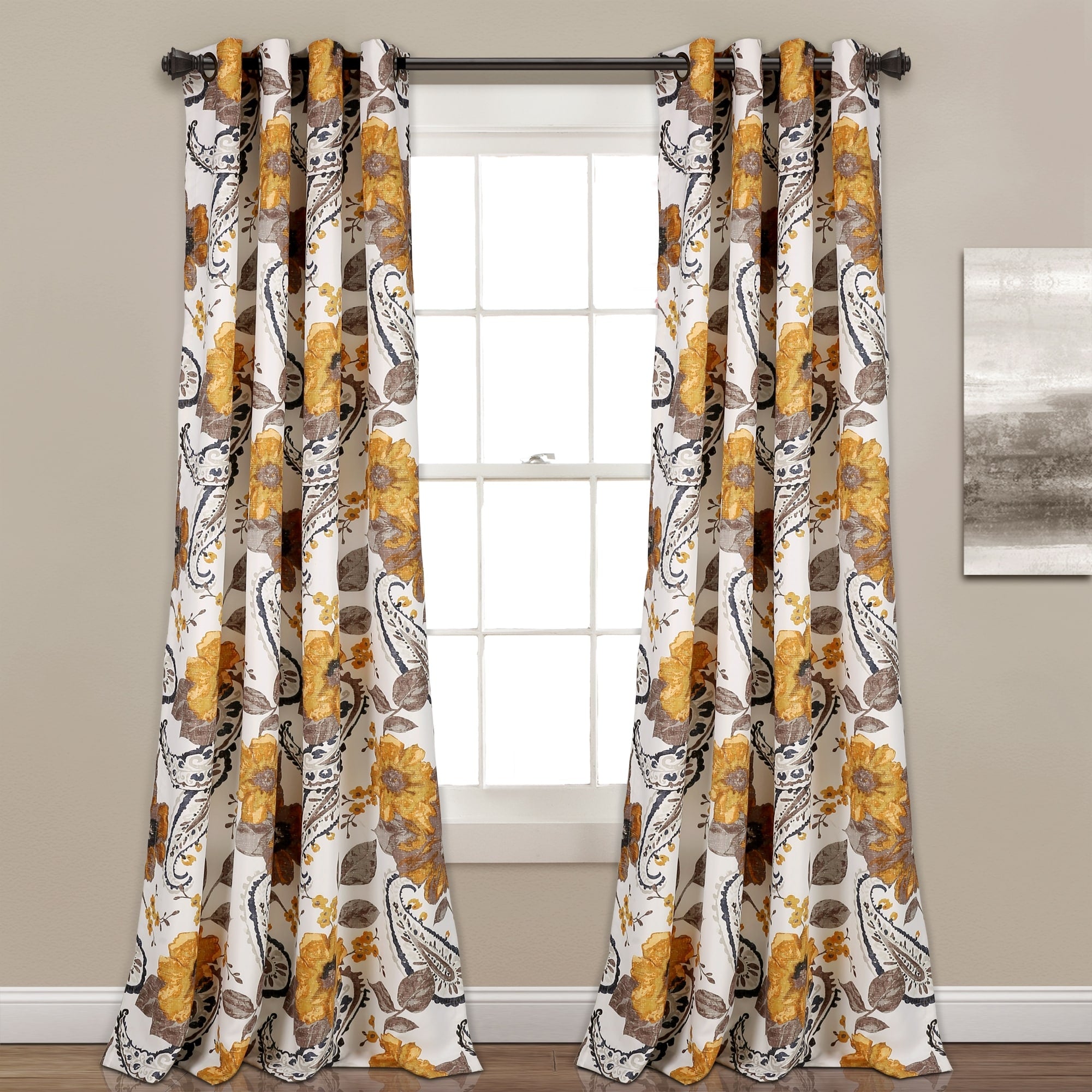 Lush Decor Floral Paisley Room Darkening Curtain Panel Pair