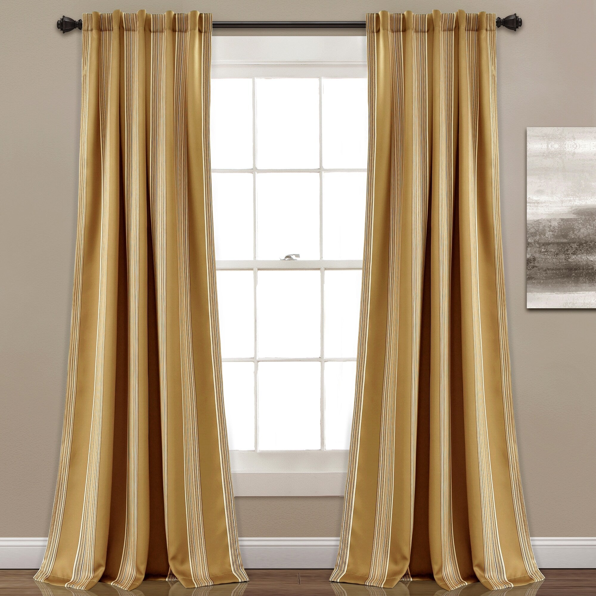 Lush Decor Julia Striped Room Darkening Window Curtain Panel Pair 52 W X 84 L