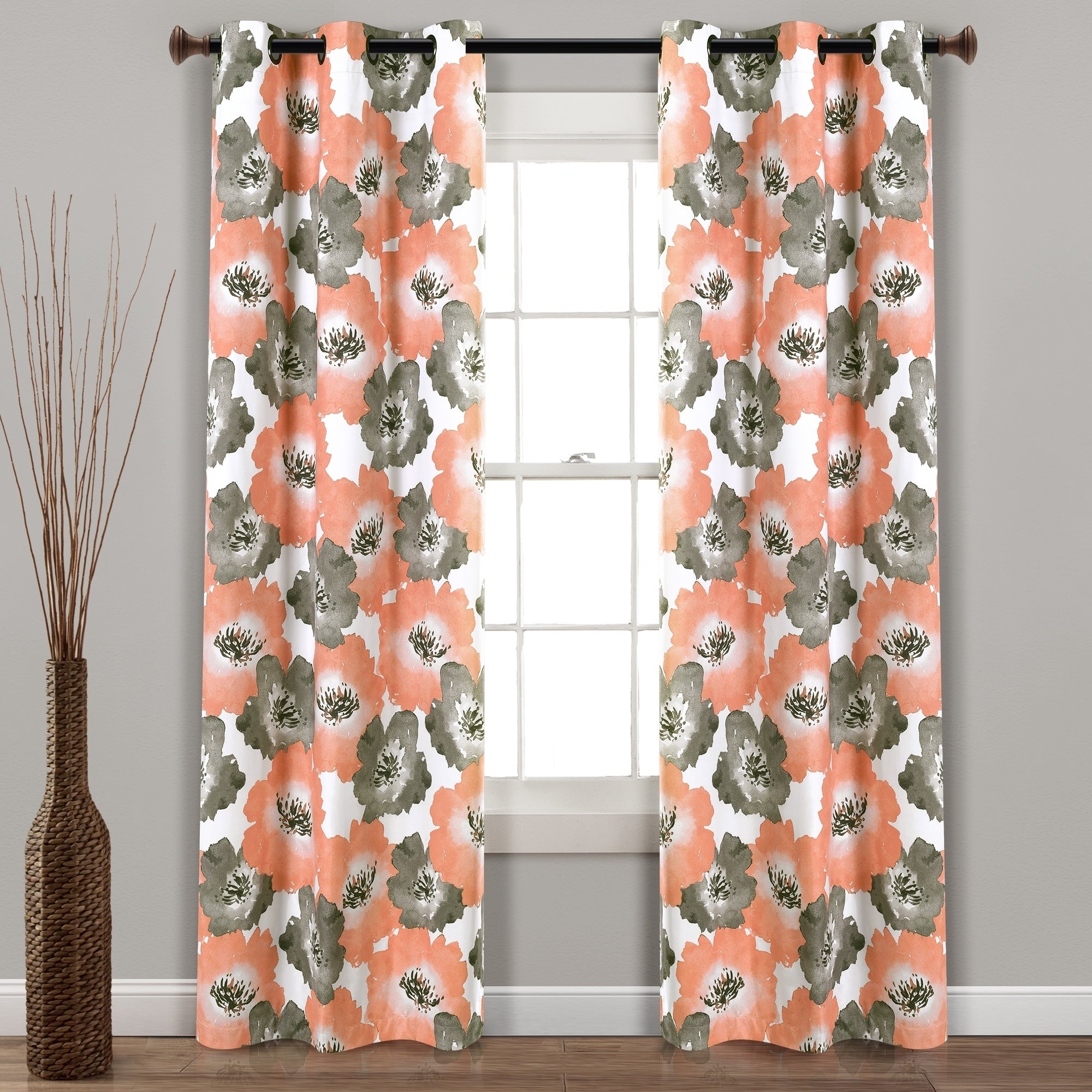 Lush Decor Julie Floral Insulated Grommet Blackout Window Curtain Panel Pair