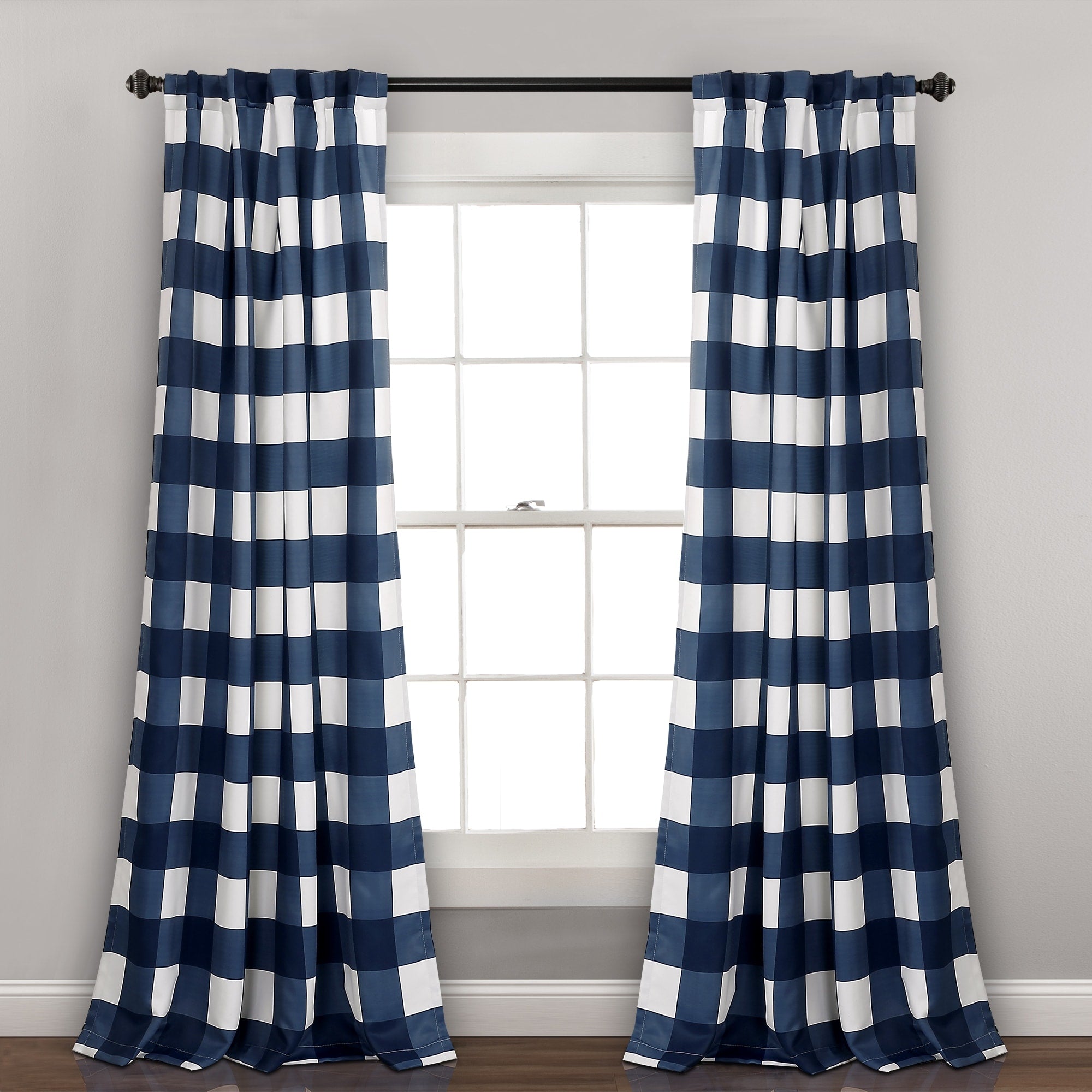 Lush Decor Kelly Checker Room Darkening Window Curtain Panel Pair 52 W X 84 L