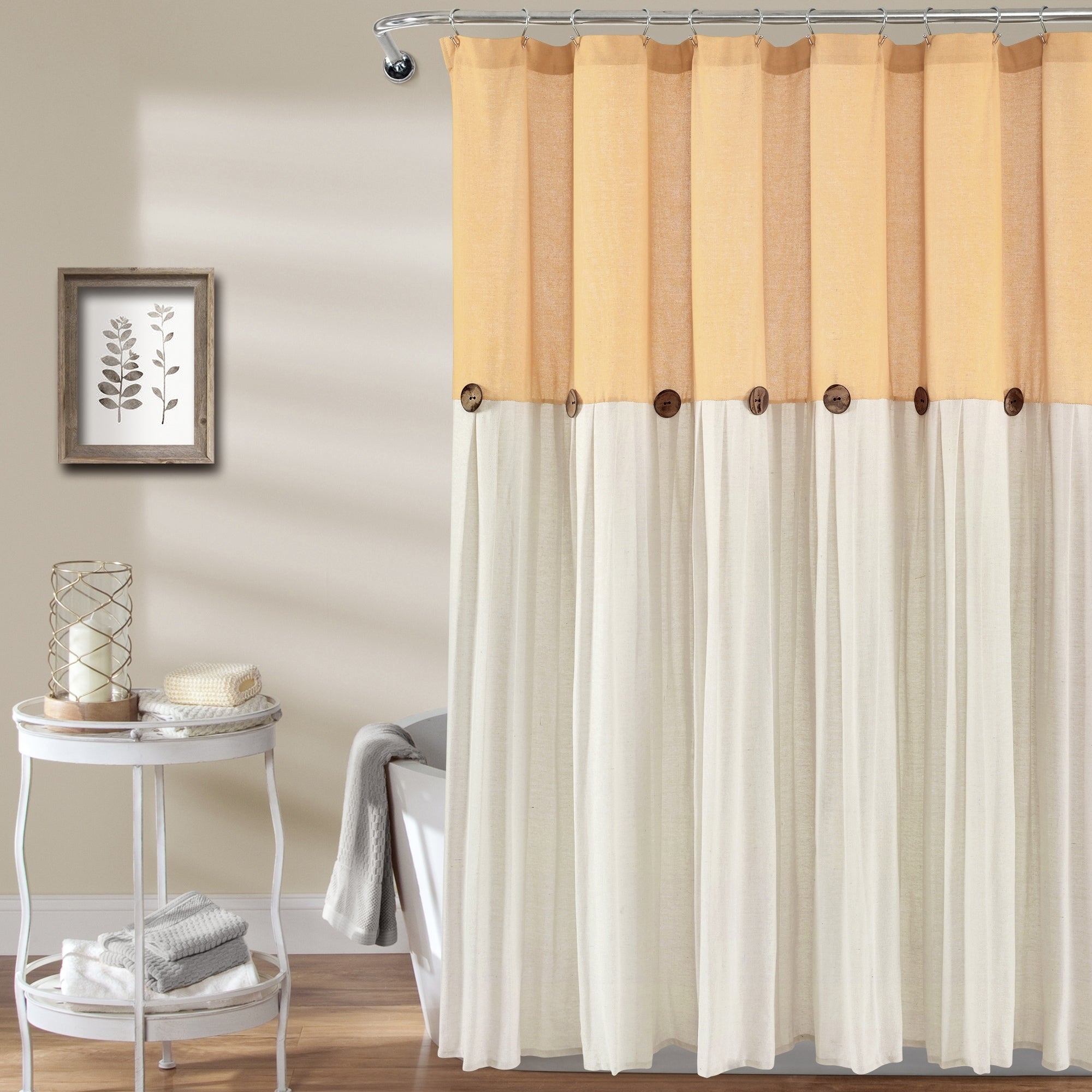 Lush Decor Linen Button Shower Curtain
