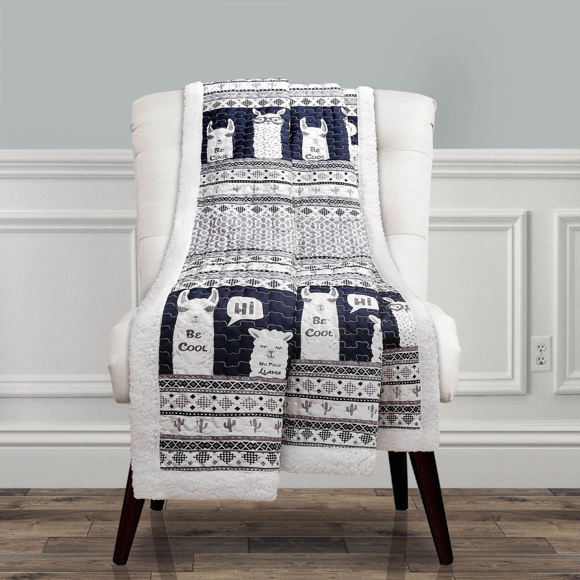 Lush Decor Llama Stripe Sherpa Throw 60 X 50