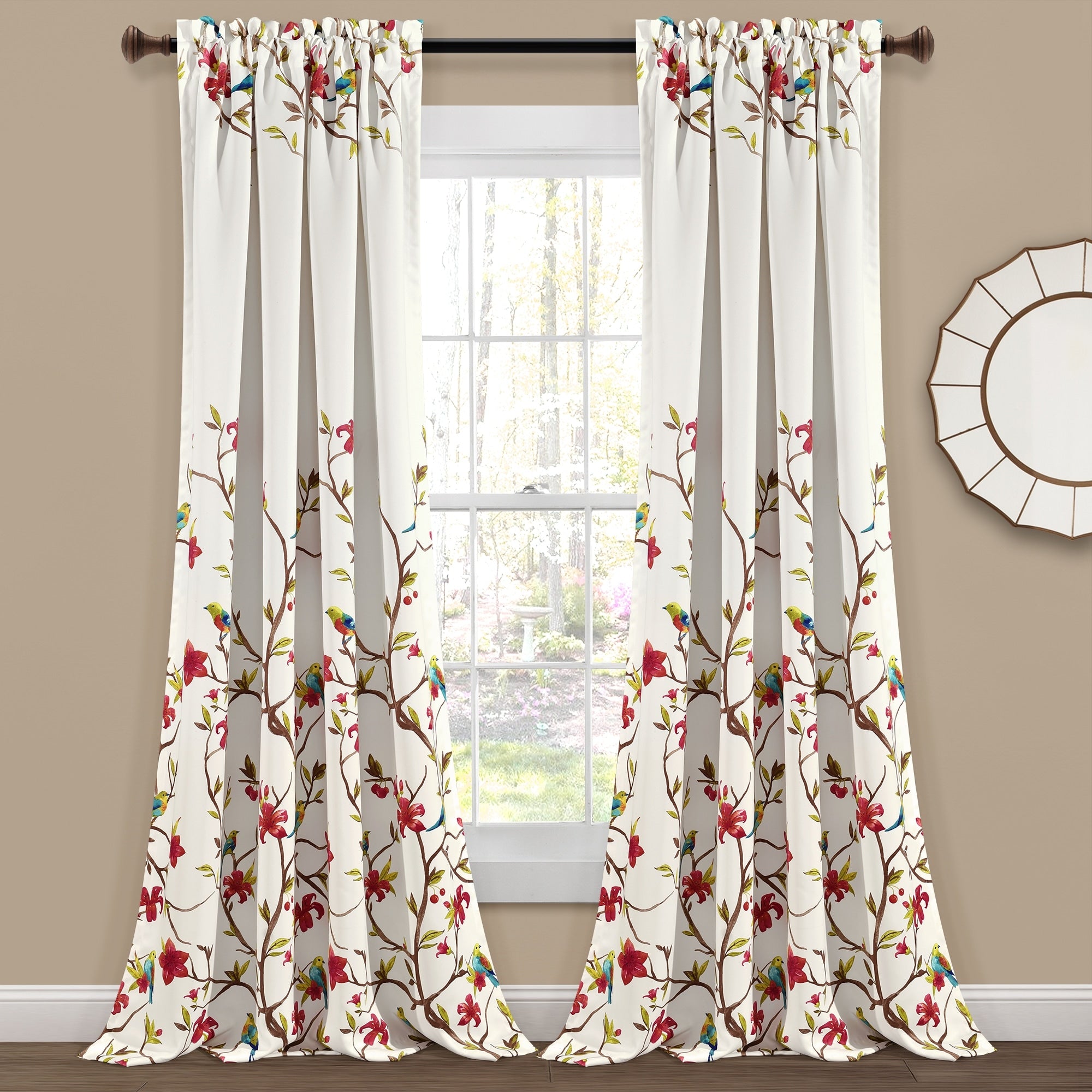 Lush Decor Neela Birds Room Darkening Window Curtain Panel Pair