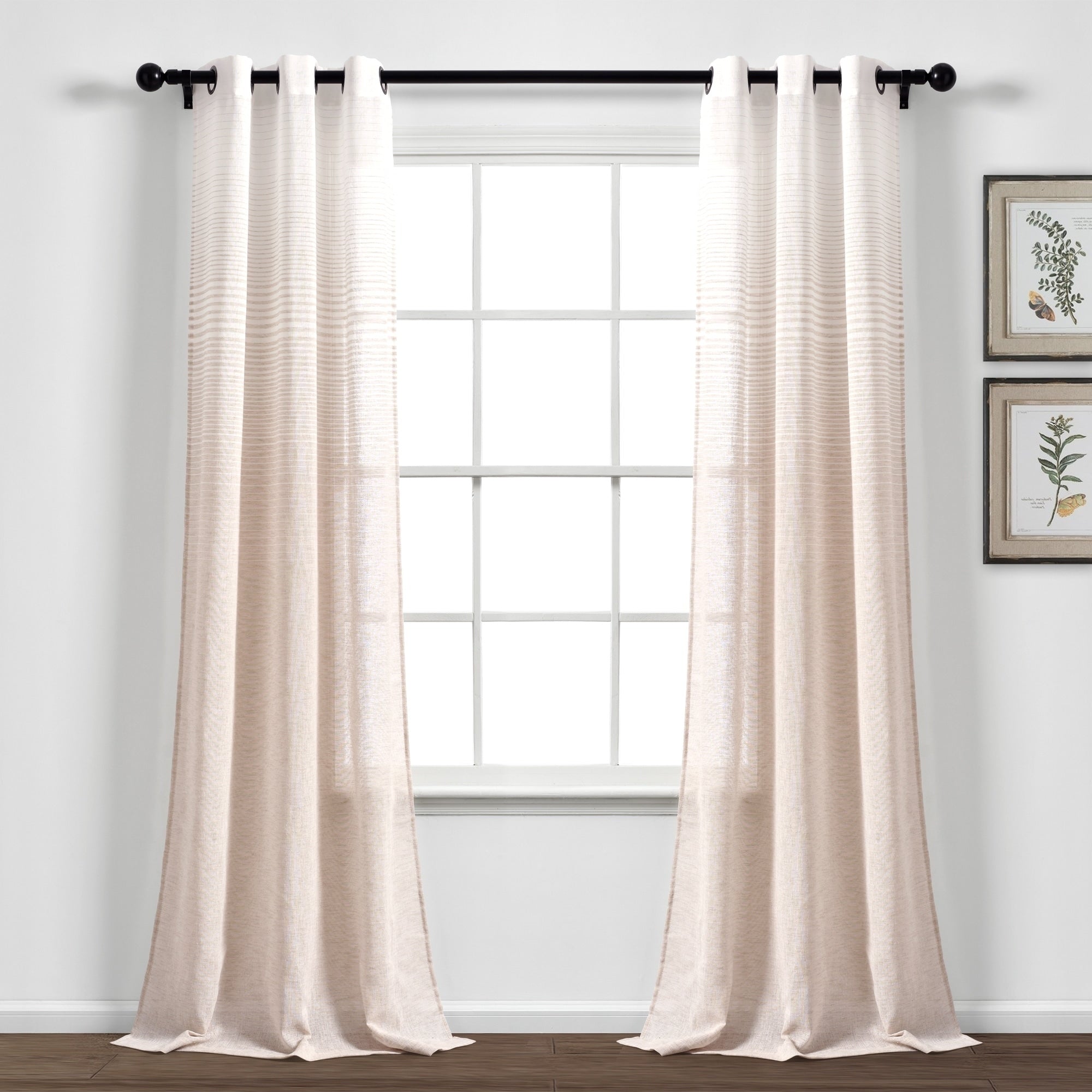 Lush Decor Ombre Stripe Grommet Sheer Window Curtain Panel Pair 84 X 38