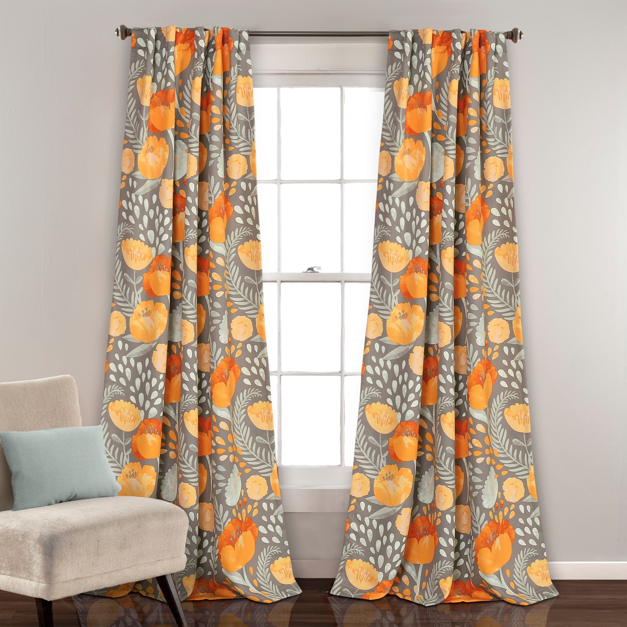 Lush Decor Poppy Garden Room Darkening Curtain Panel Pair