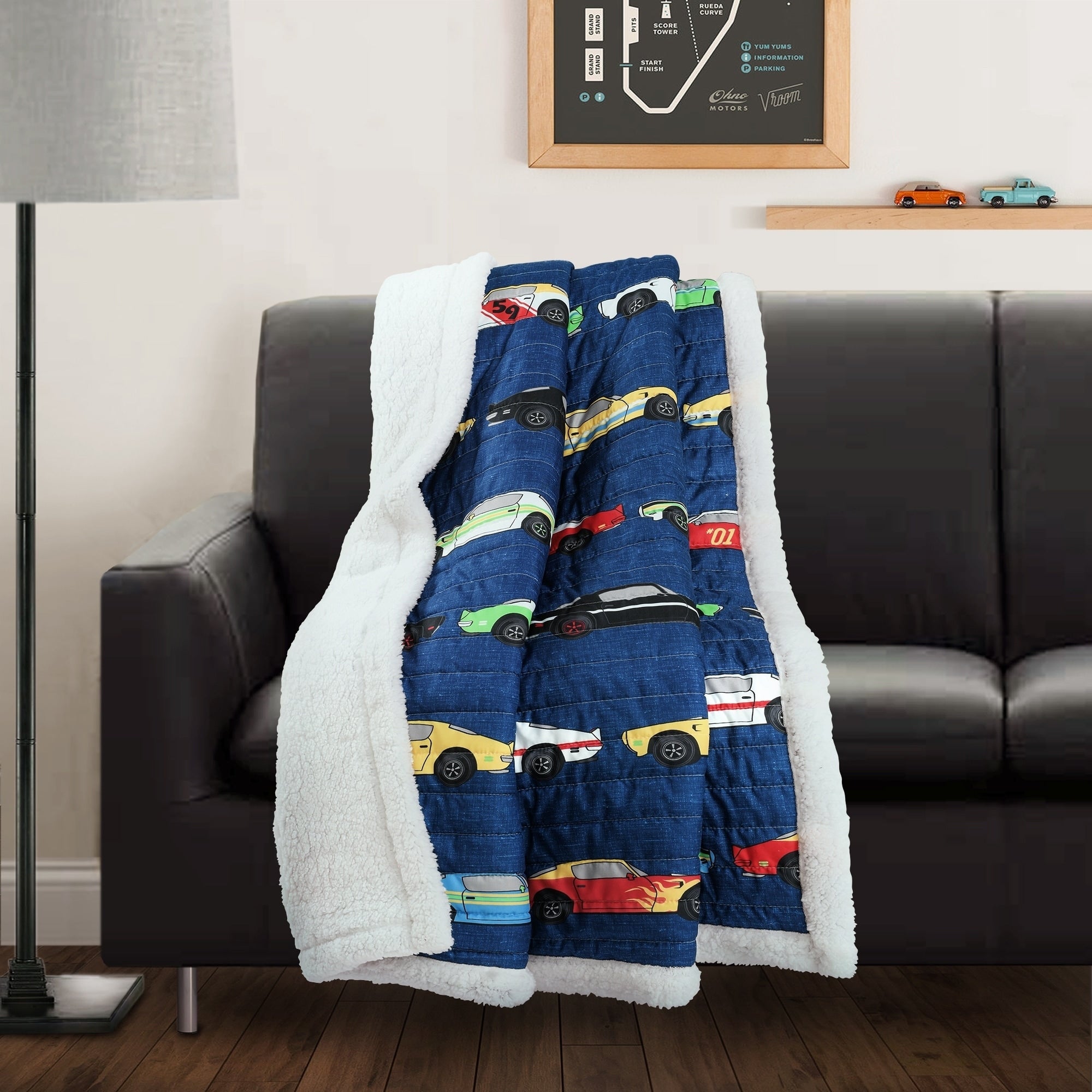 Lush Decor Race Cars Sherpa Throw