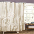 Silver Orchid Bara Ruffle Trim Shower Curtain