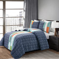 Lush Decor Shelly Orange Blue Stripe Quilt Set