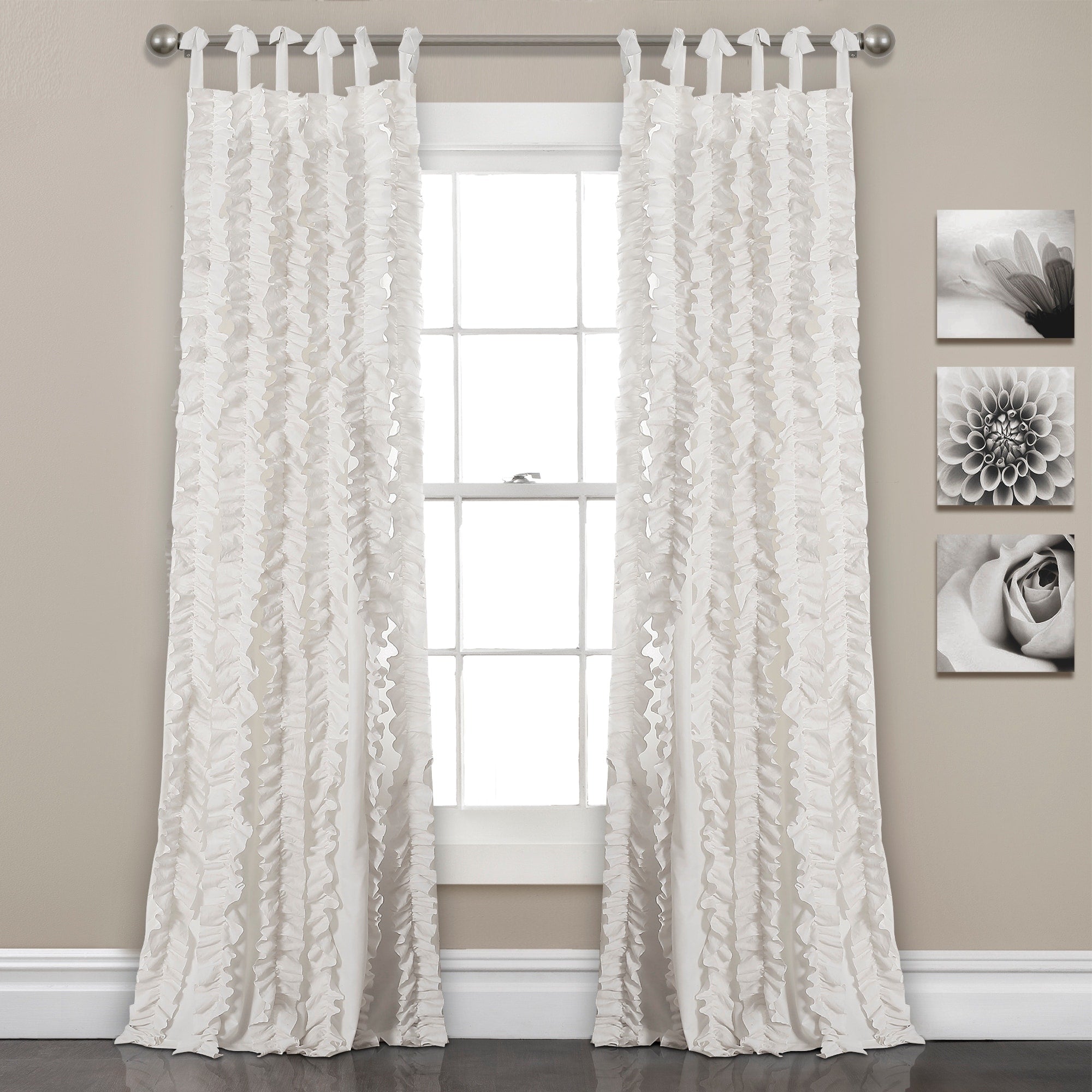 Lush Decor Sophia Ruffle Window Curtain Panel Pair 40 W X 84 L