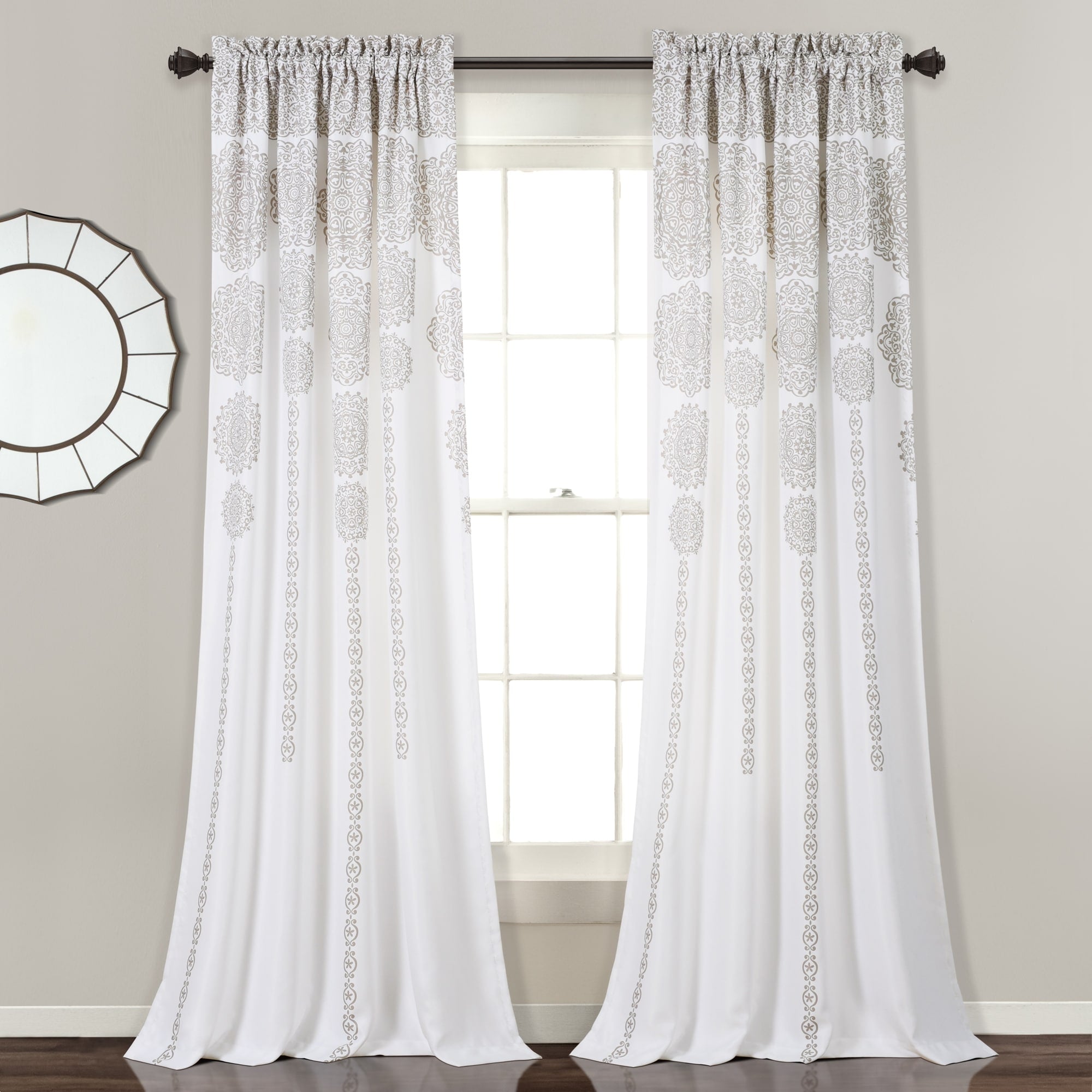 Lush Decor Stripe Medallion Room Darkening Curtain Panel Pair