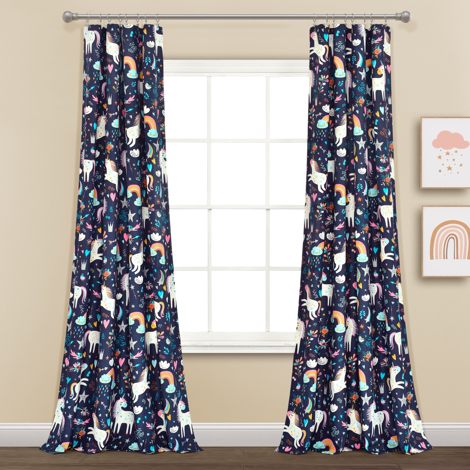 Lush Decor Unicorn Heart Window Curtain Panel Pair 84 X 52