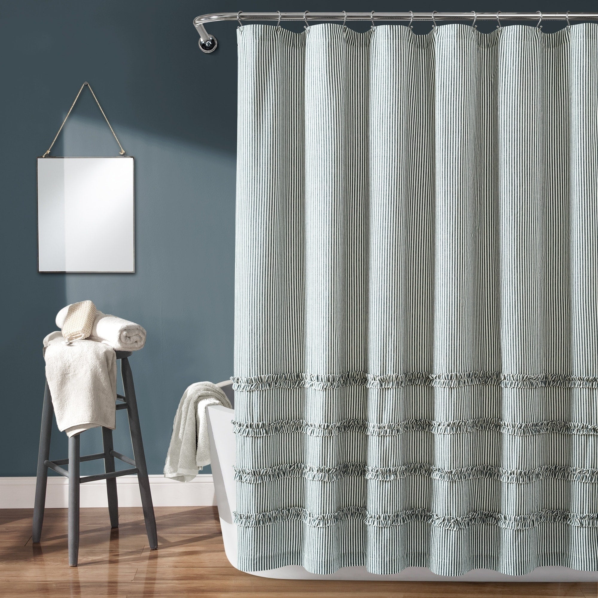 The Gray Barn Done Roamin Stripe Yarn Dyed Cotton Shower Curtain