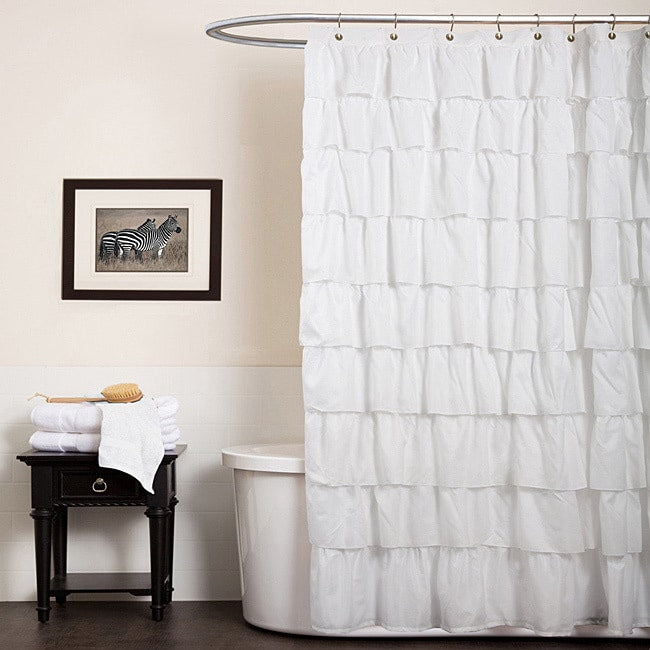 Copper Grove Winagami White Ruffle Shower Curtain