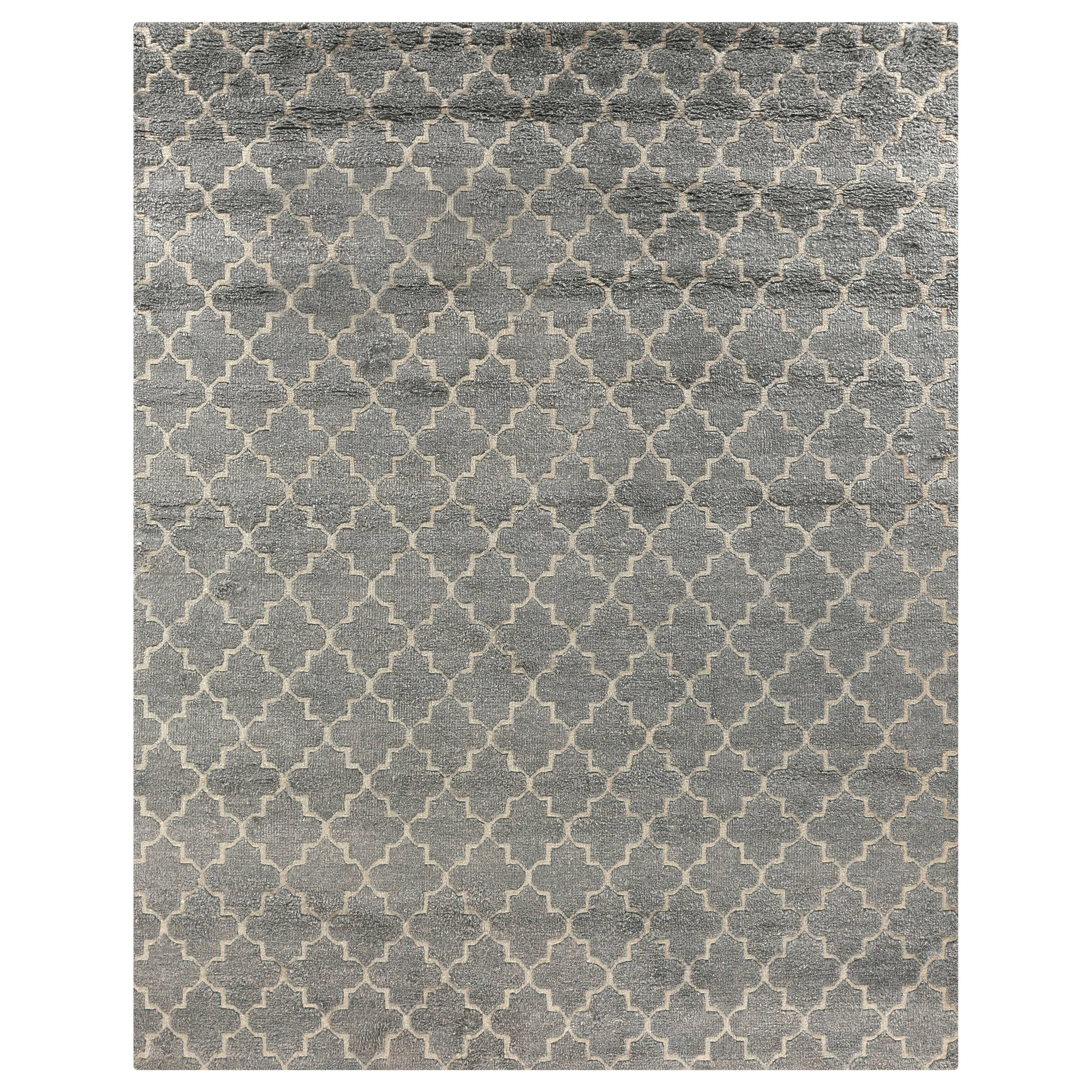 Lux Look Hand Knotted Bamboo Silk Silver Area Rug