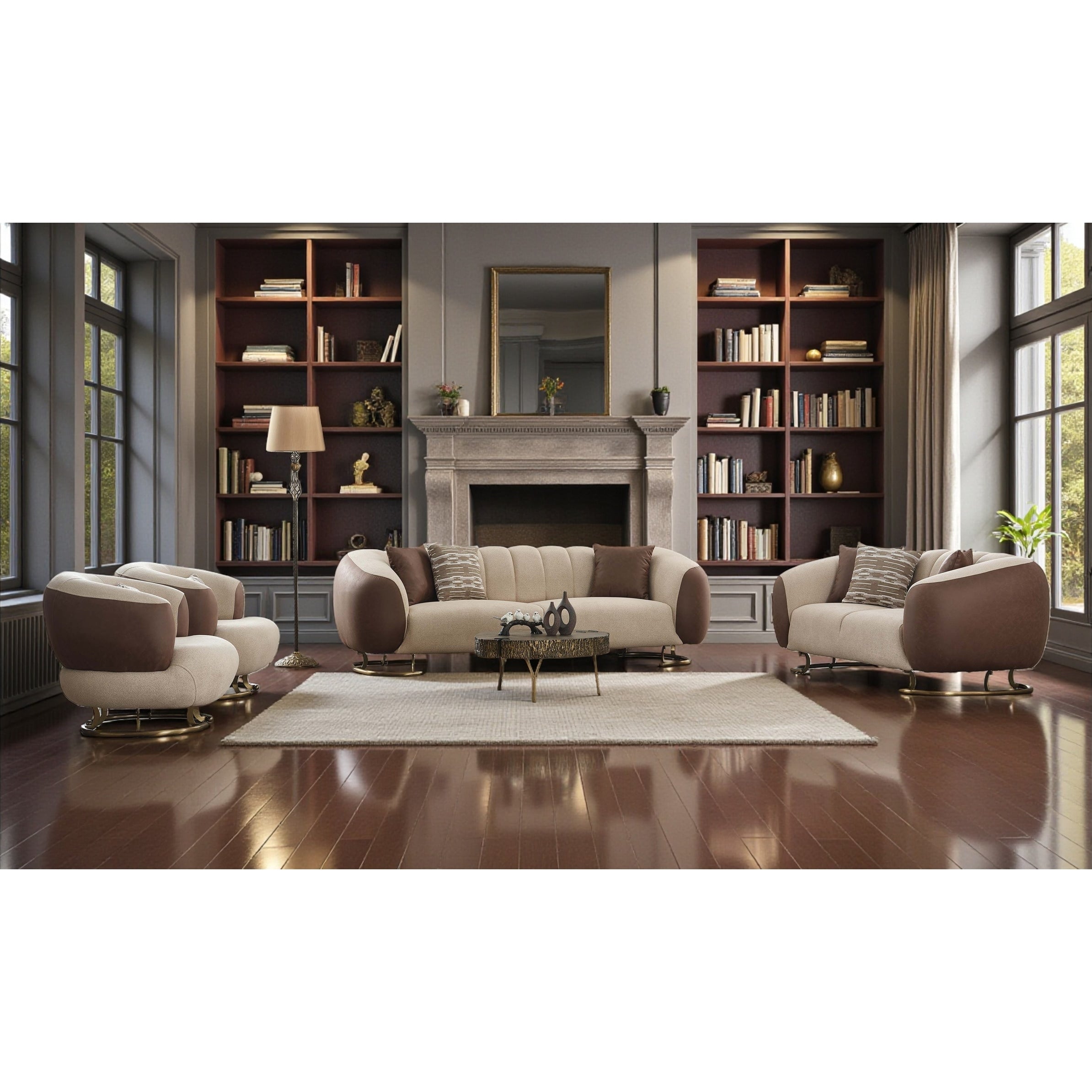Luxen 3 Pieces Living Room Sets 2 Sofa 1 Chair