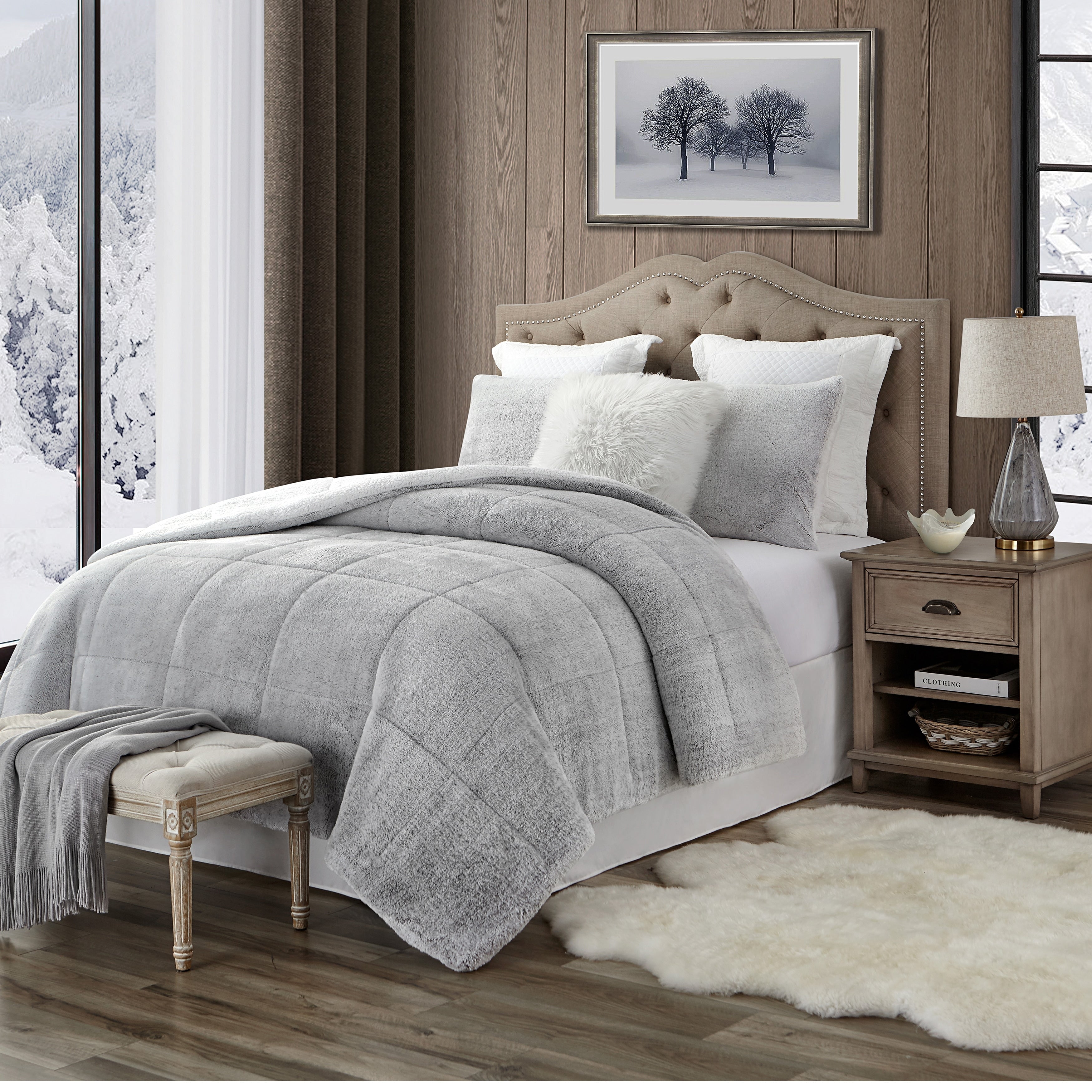 Copper Grove Guanipa Plush Comforter Set Reverses To Sherpa