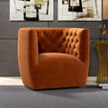 Mid Century Modern Rose Gold Velvet Fabric 360 Swivel Chair N A
