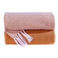 Luxurious 100 Cotton All Season Soft Throw Blanket Chevron 50X60 Set Of 2