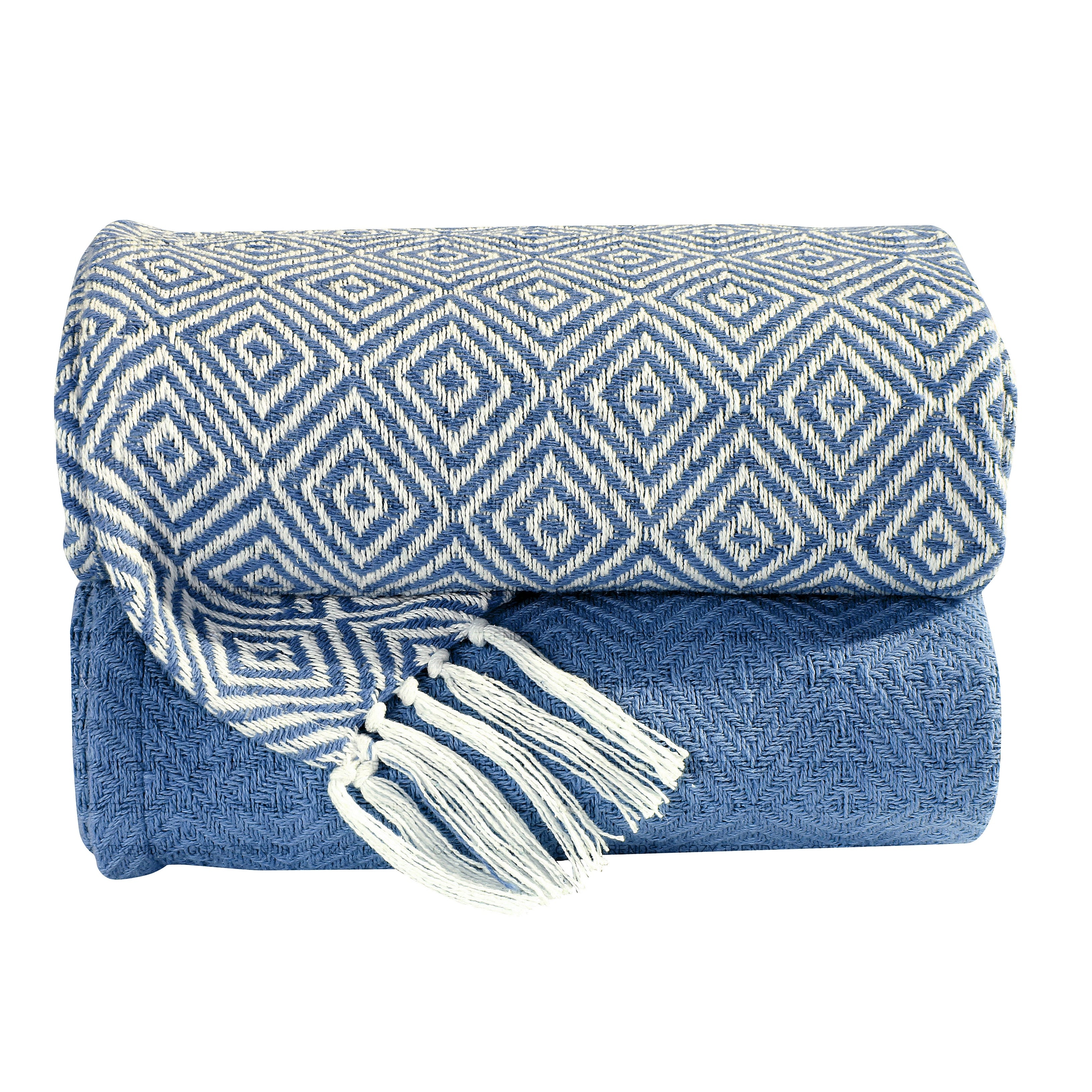 Luxurious 100 Cotton All Season Soft Throw Blanket Diamond 50X60 Set Of 2