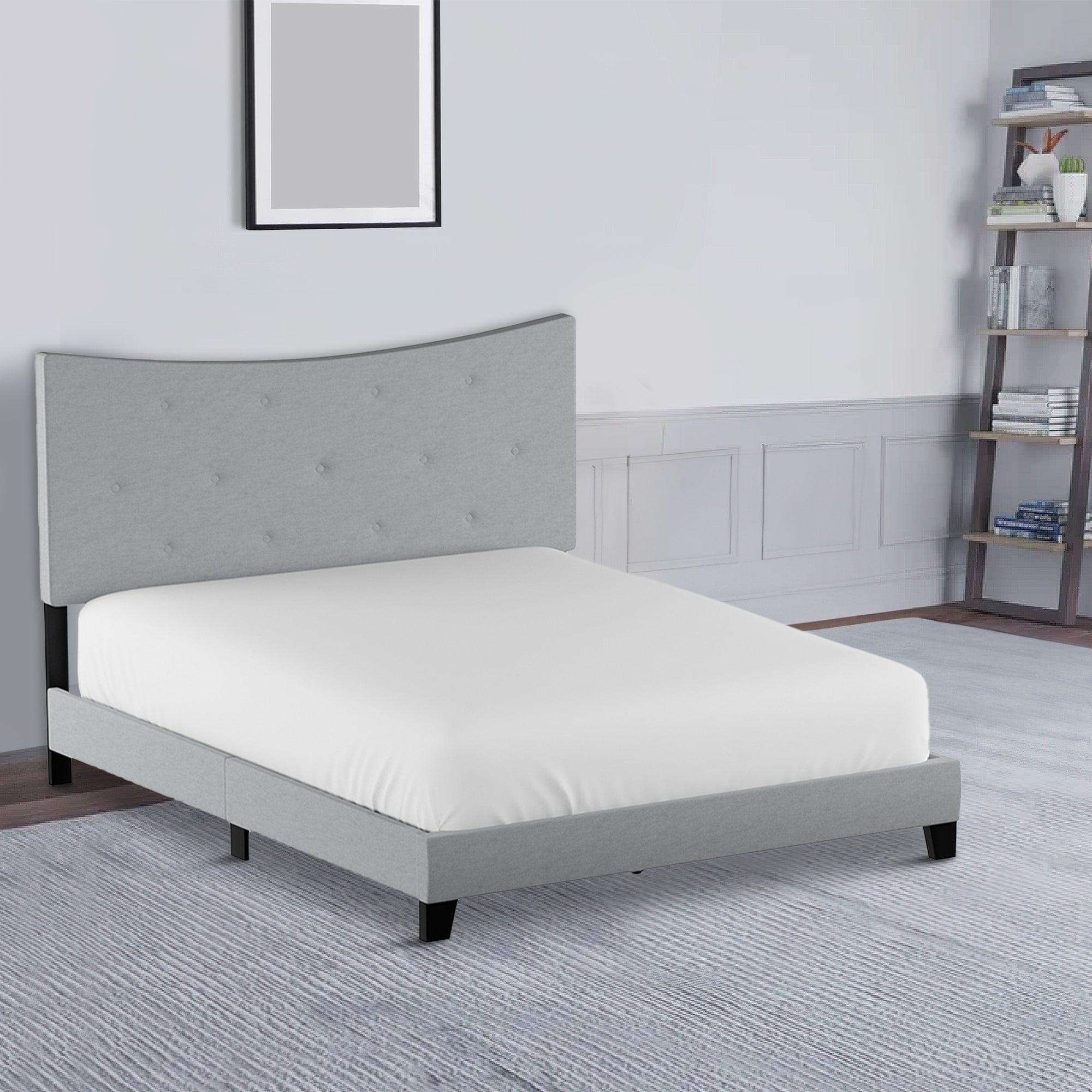 Luxurious Contemporary Style Upholstered Queen Bed Grey