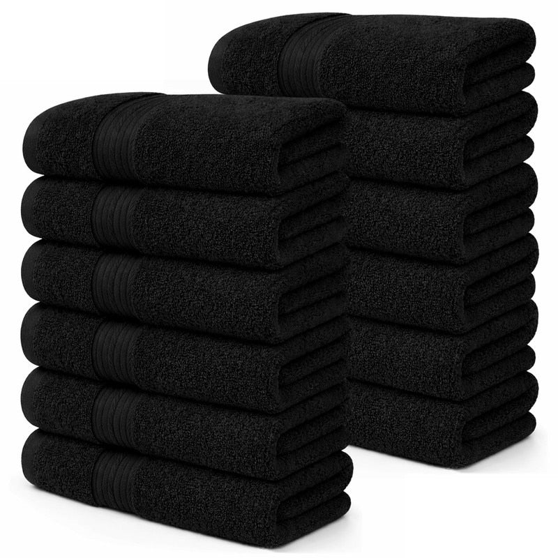 Ample Decor Premium Cotton Extra Absorbent 12 Pcs Hand Towel Set 18 X 28 Inch