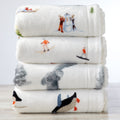 Great Bay Home Super Soft Fleece Sherpa Reversible Printed Throw Blanket Lodge Themed