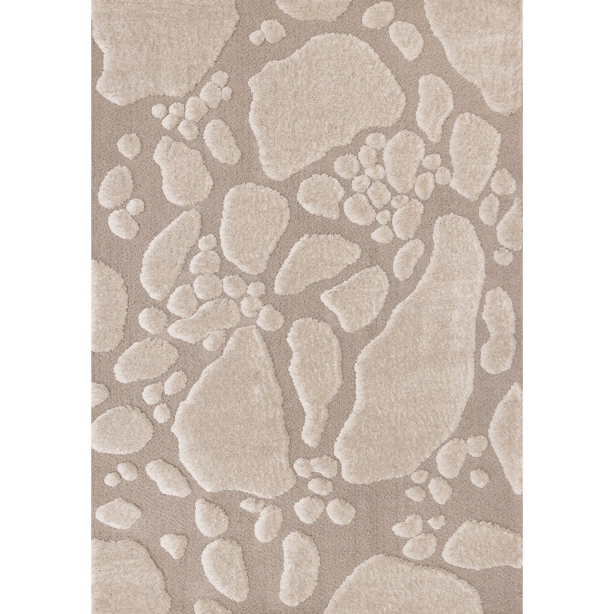 Luxurious Taupe Sand Stepping Stones High Low Textured Rug