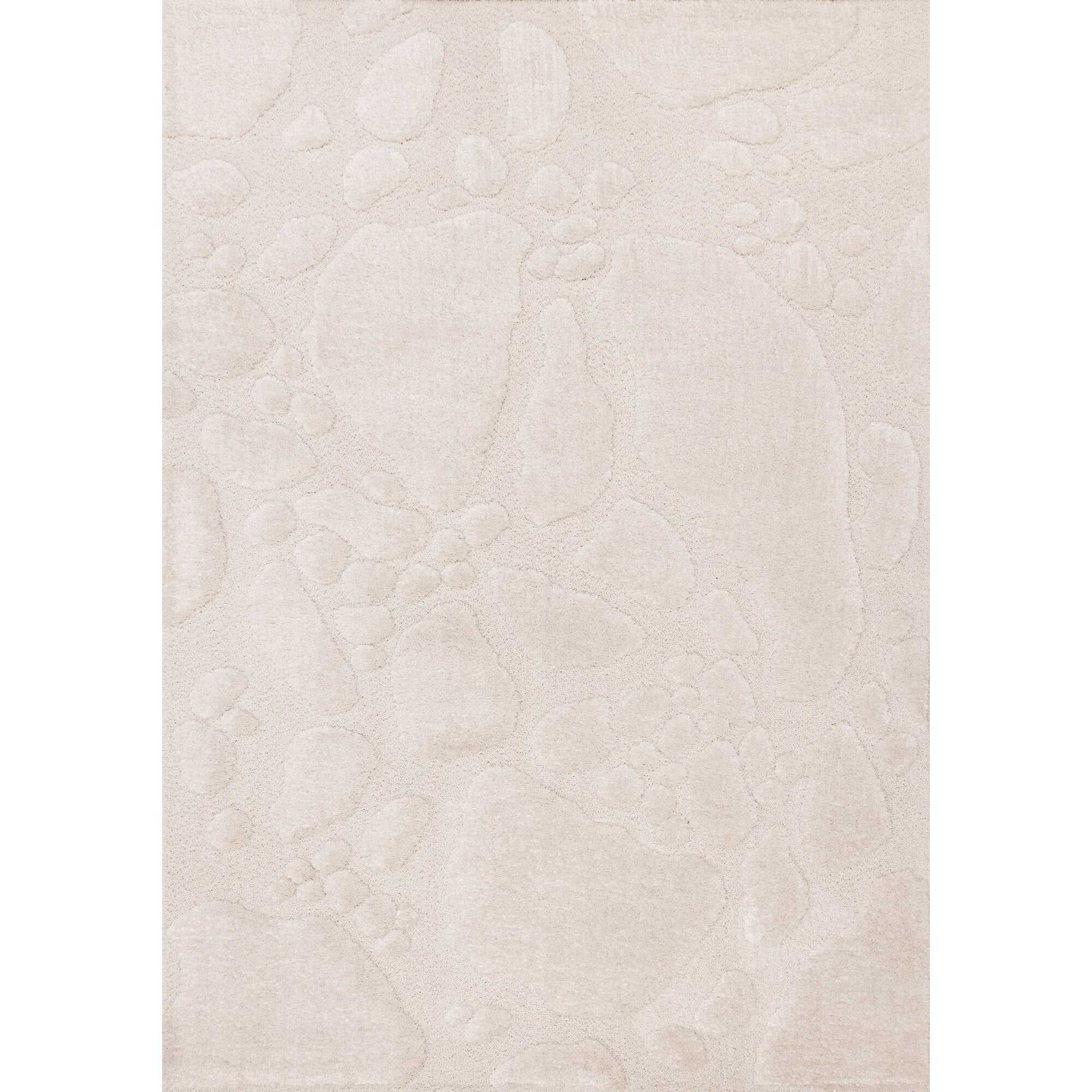 Luxurious White Stepping Stones High Low Textured Rug