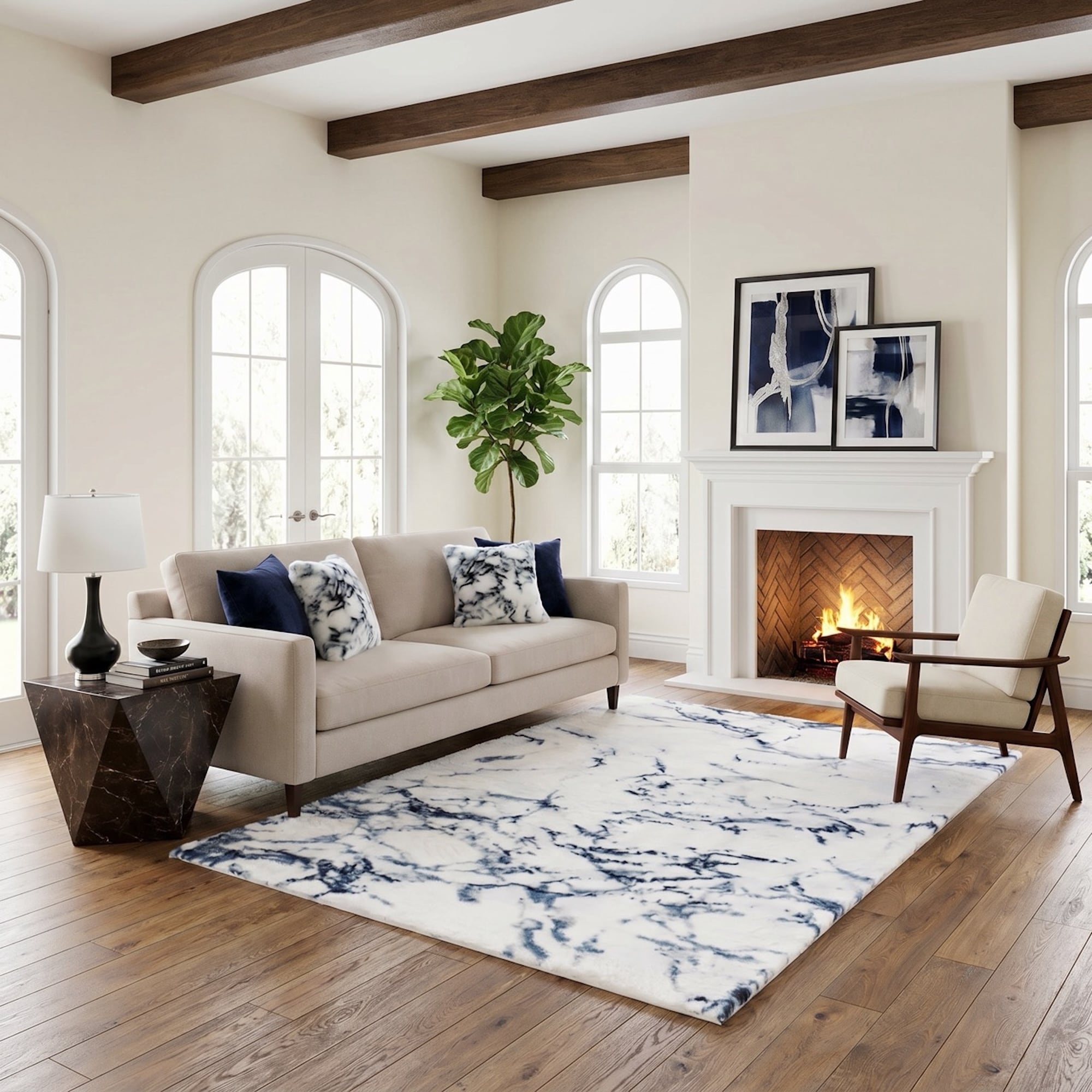 Luxury Collection White Grey 5X7 Area Rug 5 X 7