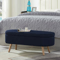 Luxury Oval Boucle Storage Ottoman Bench With Wood Legs 350Lb Weight Capacity Safety Hinge For Living Room Bedroom Entryway
