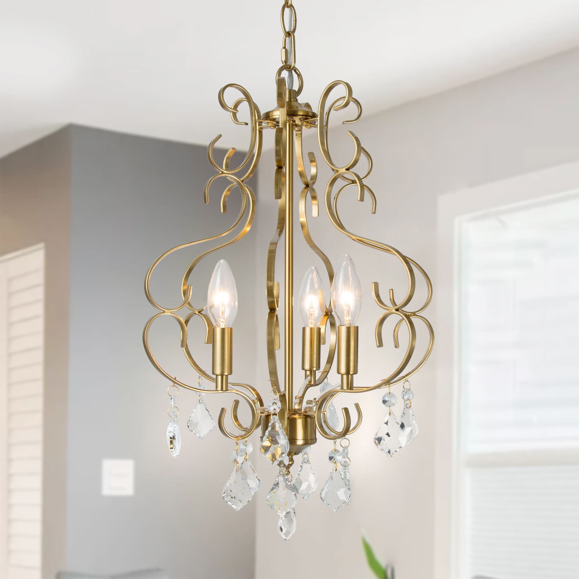 Retro Glam S Shape Chandeliers 3 Light Hanging Pendants Lighting For Bedroom W13 Xh17.7